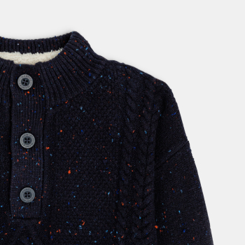 كنزة من نسيج مونّس مجدول، أزرق، للأولاد